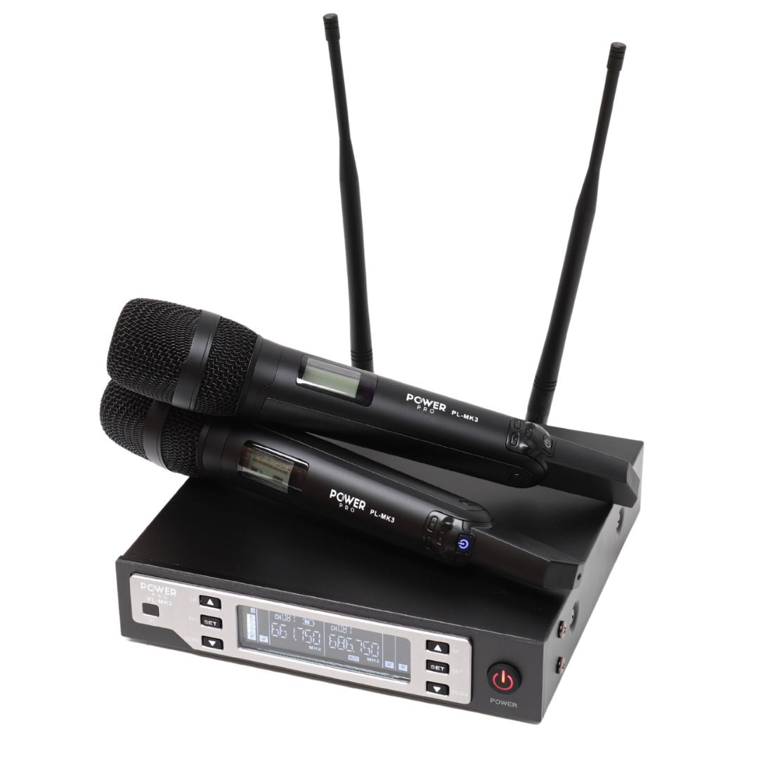 POWER PRO PL-MK3 | Sistema de Micrófono Doble Inalámbrico de Mano 200m