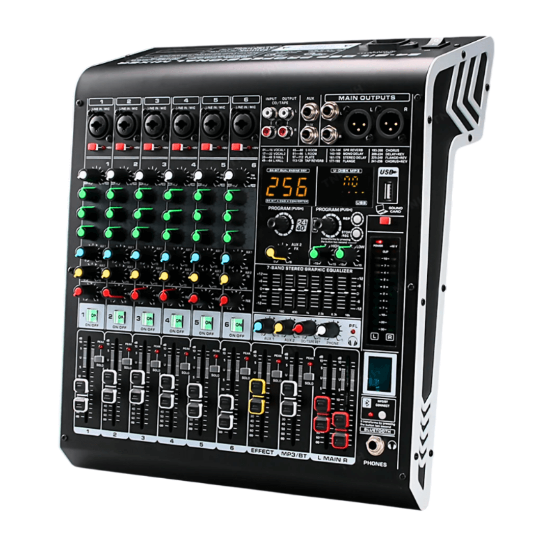 RX-60 Consola de Audio POWER PRO | 6 Canales Profesionales +48V Individual
