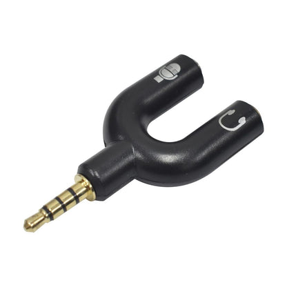 EVL AD-435 | Adaptador Separador Audífono/Micrófono 2 Jack 3.5 mm a 1 Plug 3.5 mm