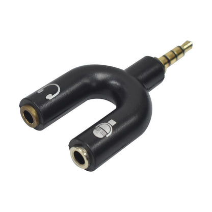 EVL AD-435 | Adaptador Separador Audífono/Micrófono 2 Jack 3.5 mm a 1 Plug 3.5 mm