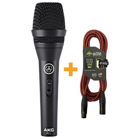AKG P5S + Cable XLR-XLR Diamond 5 m | Kit de Micrófono Dinámico Profesional