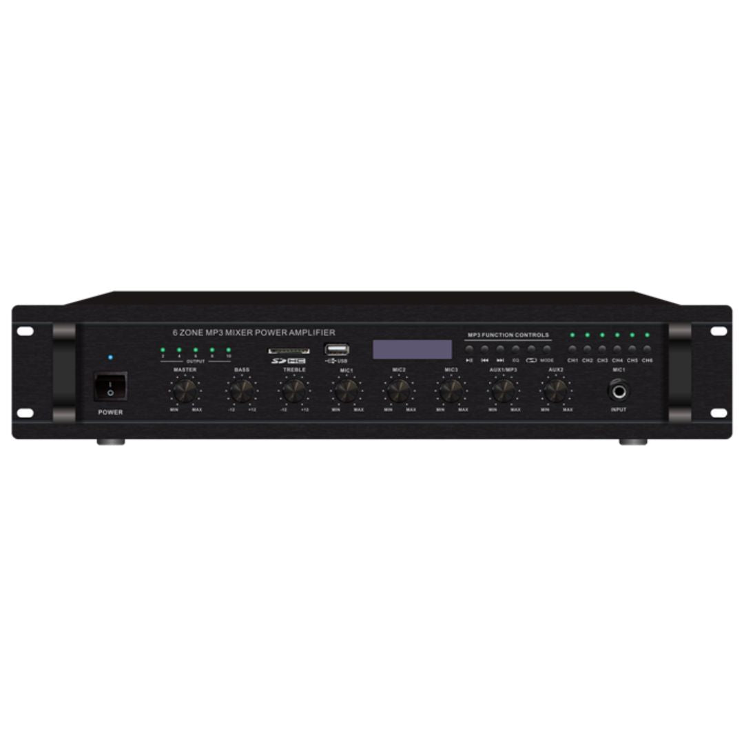 Audio Master AM-MA-60MZ | Amplificador Mezclador Zonal Profesional 6 Zonas