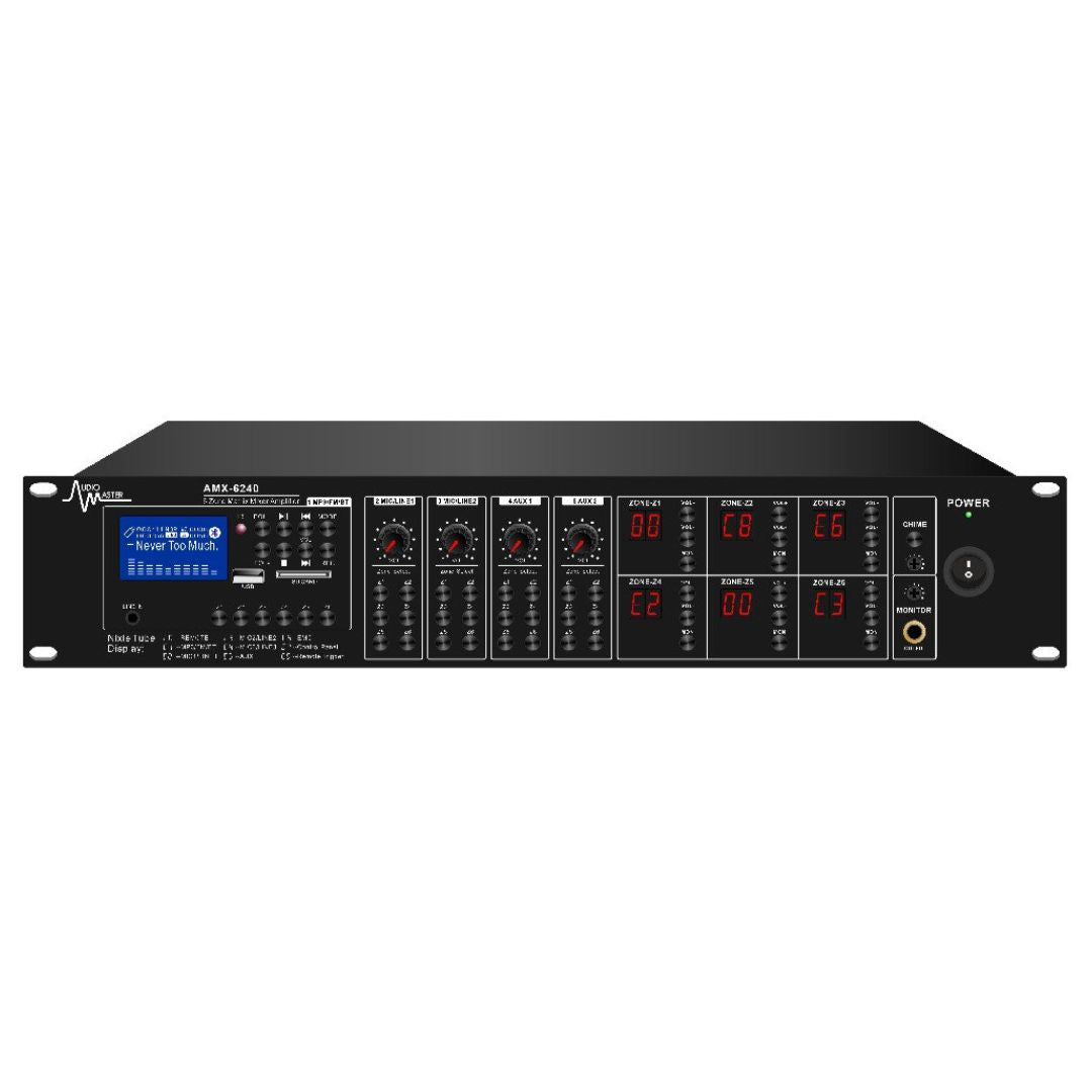 Audio Master AM-MA-6120 | Amplificador Mezclador Zonal con Sistema de Evacuación por Voz