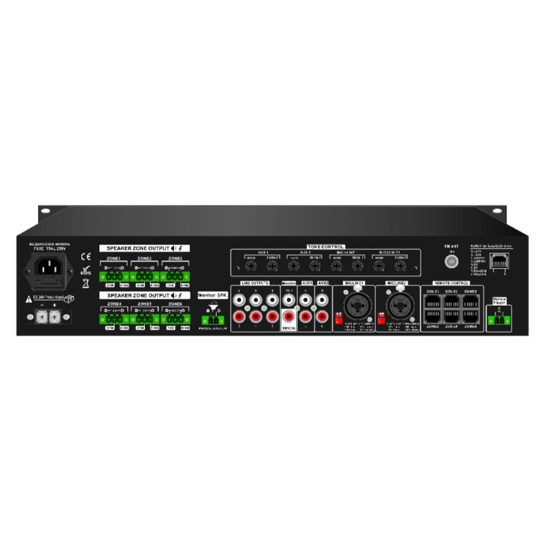 Audio Master AM-MA-6240 | Amplificador Mezclador Zonal con Sistema de Evacuación por Voz