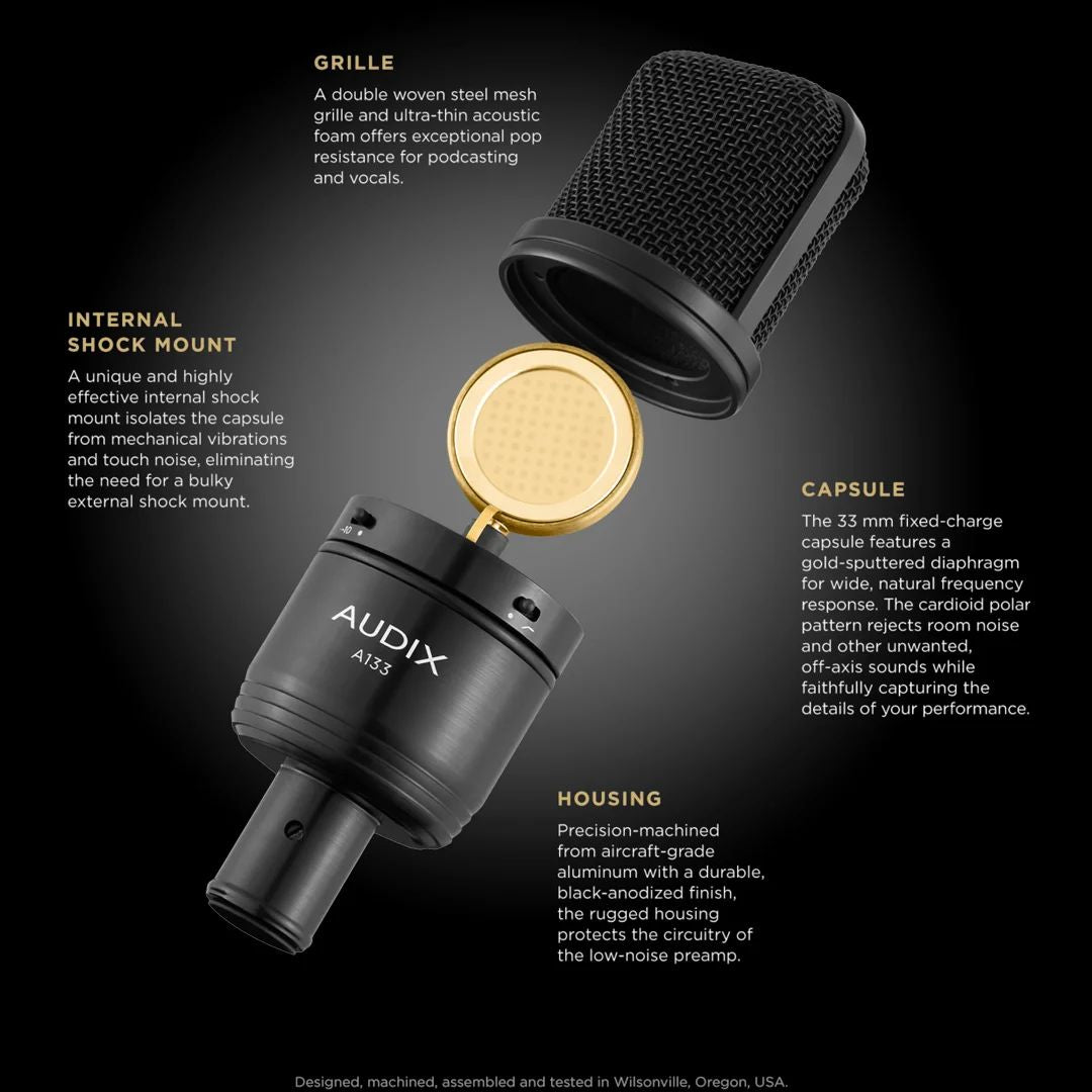 AUDIX A133 | Micrófono de Estudio de Condensador de Diafragma Grande
