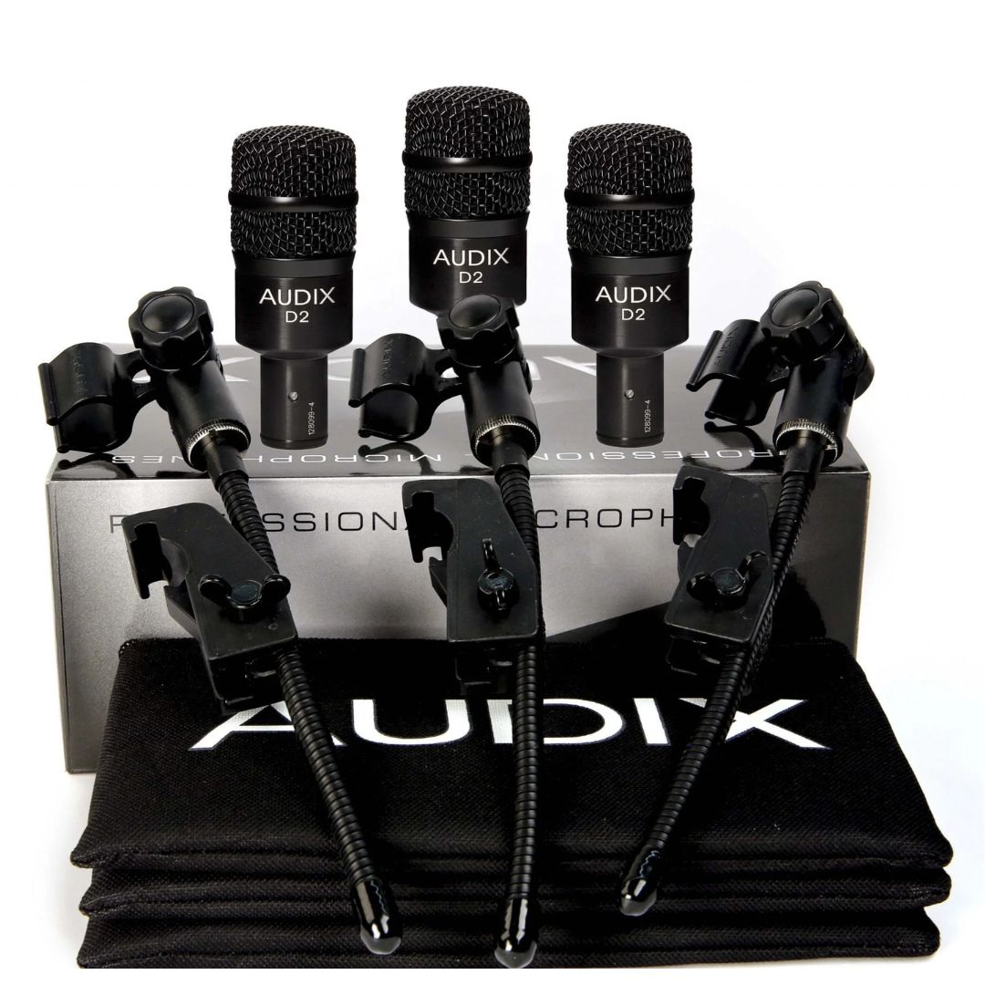 AUDIX D2 TRIO | Kit de Micrófonos para Batería (3 Unidades con Soportes)