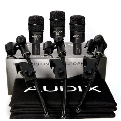 AUDIX D2 TRIO | Kit de Micrófonos para Batería (3 Unidades con Soportes)