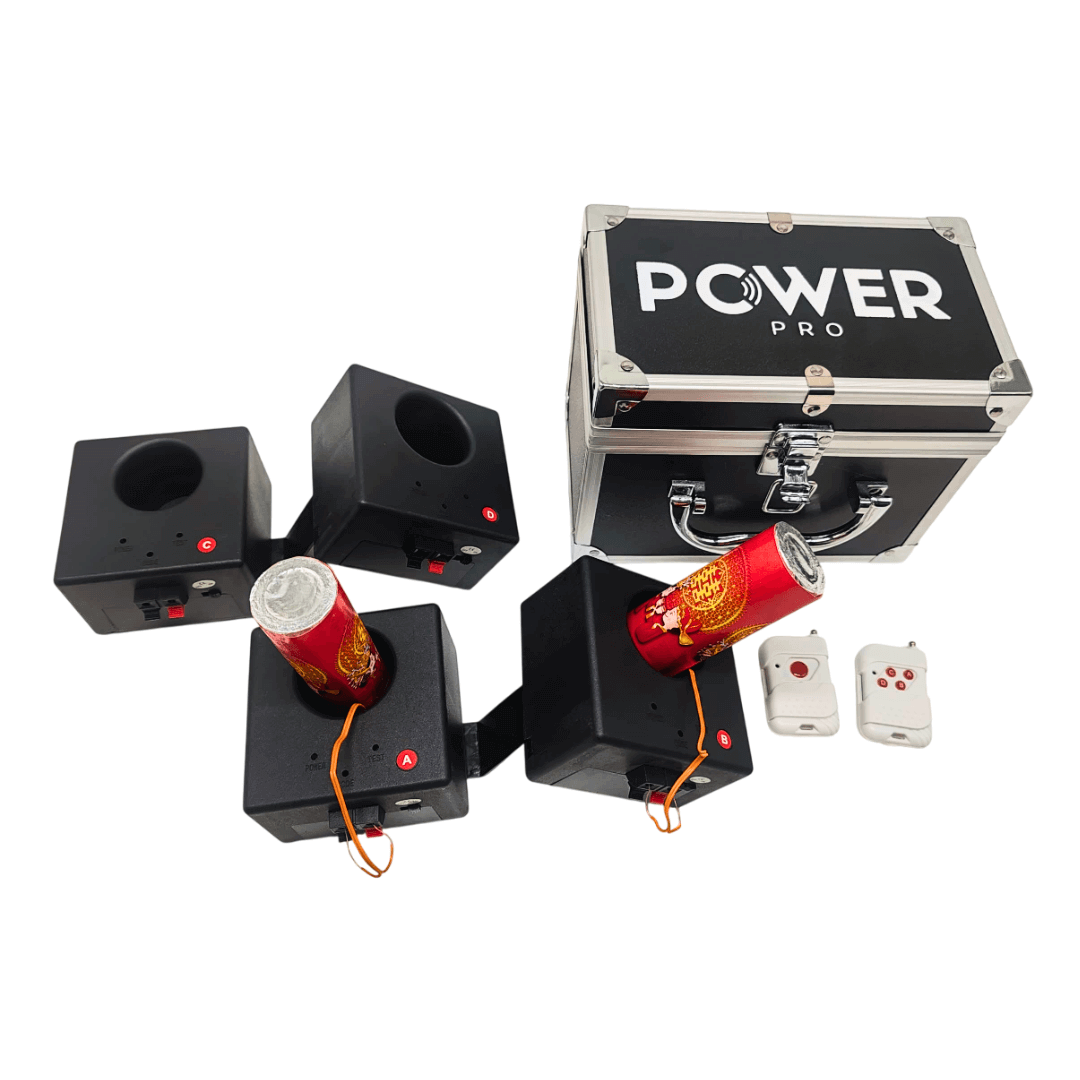 Kit de 4 Activadores de Pirotecnia Fría Power Pro | Incluye Maleta de Aluminio