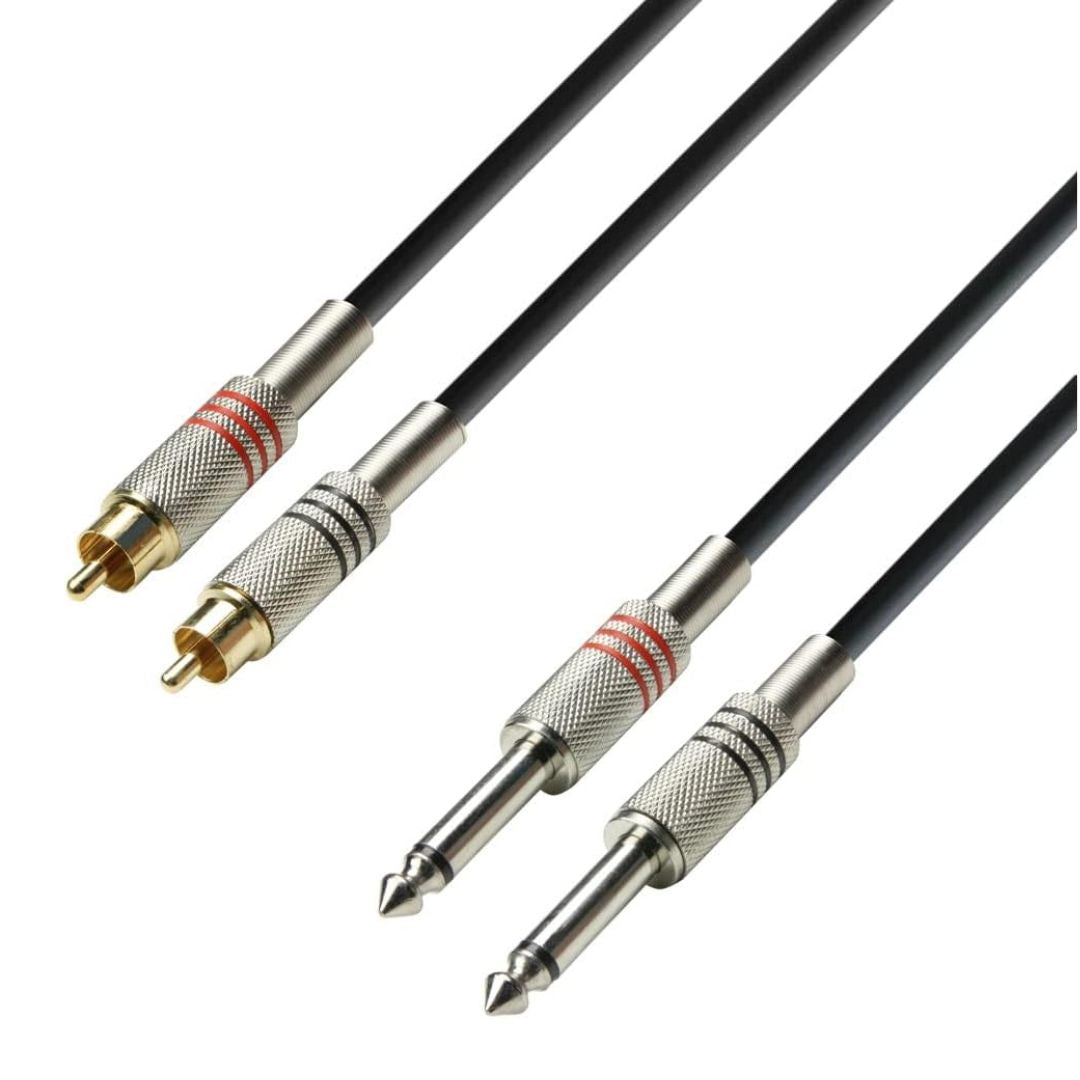 Adam Hall K3TPC0600 | Cable Audio 2 RCA Macho a 2 Jack 6.3 mm Mono – 6 m