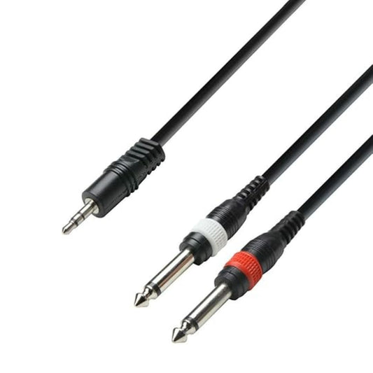 Adam Hall K3YWPP0300 | Cable Audio Minijack 3.5 mm Estéreo a 2 Jack 6.3 mm Mono – 3 m