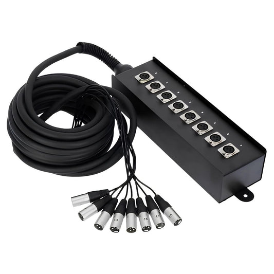 Adam Hall K8C10 | Medusa de Cable con Cajetín de Escenario de 8 Entradas XLR – 10 Metros