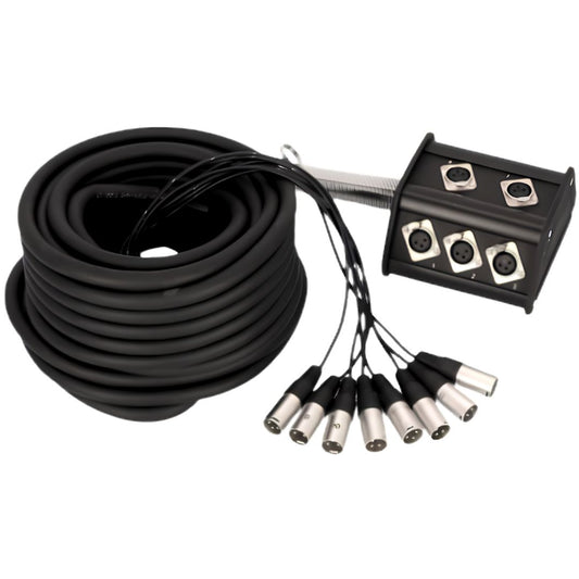 Adam Hall K8C15P | Medusa de Cable con Cajetín de Escenario de 8 Entradas XLR – 15 Metros