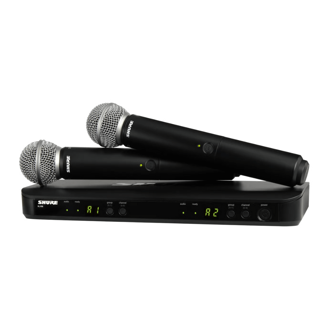 Shure BLX288/SM58-K12 | Sistema Inalámbrico Doble con 2 Micrófonos Vocales SM58