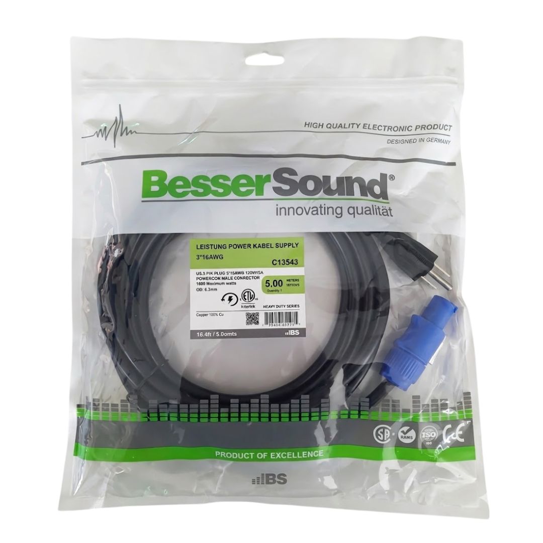 Besser Sound C13543| Cable de Poder PowerCON 5m