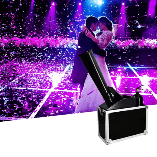 BlasterPro Confetti 7M | Máquina de Confeti Profesional con Tanque CO₂ de 5 kg y Rack de Escenario