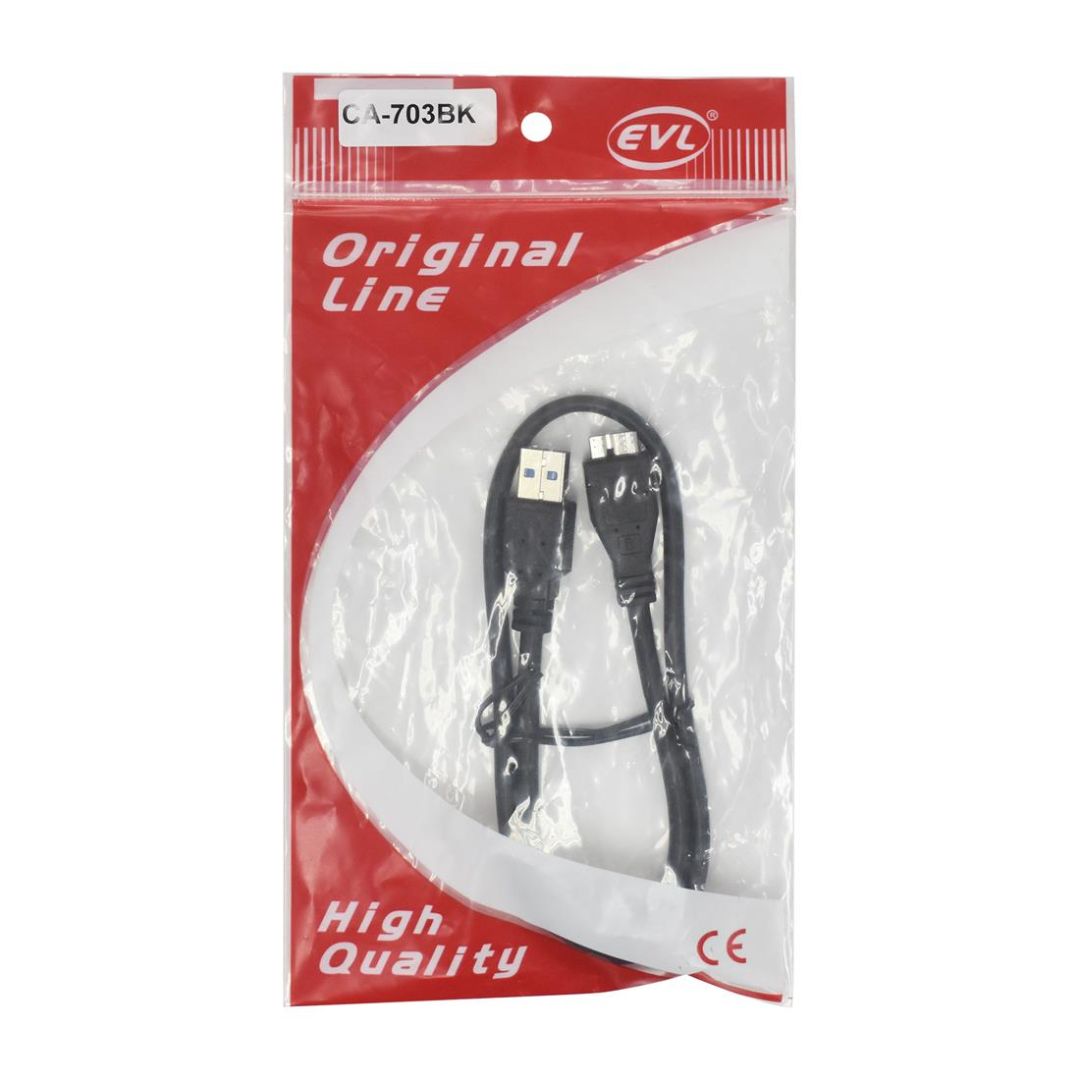 EVL CA-703BK | CABLE USB MACHO X MICRO USB 3.0 NEGRO 60CM