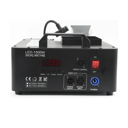 Máquina de Humo 1500W + LED | Máquina de Niebla Vertical con Luces RGB 6×3W + Control Inalámbrico