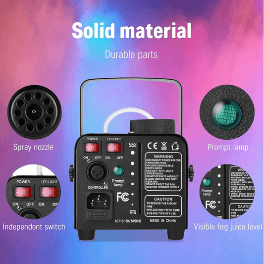 Cámara de Humo 600W + LED | Máquina de Niebla con Luces RGB y Control Inalámbrico