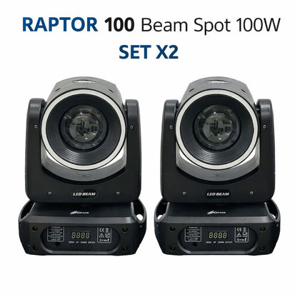RAPTOR 100 Beam Spot 100W con Aro LED Set X2