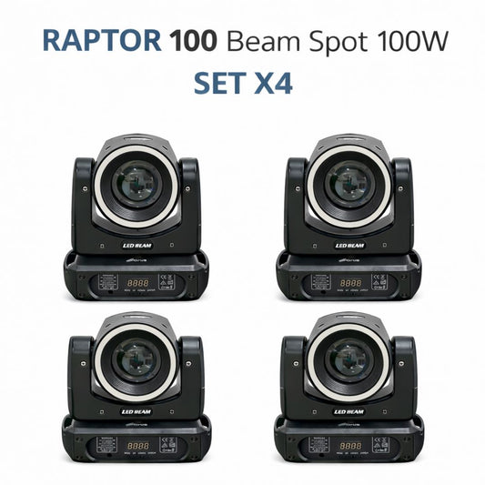 RAPTOR 100 Beam Spot 100W con Aro LED Set X4