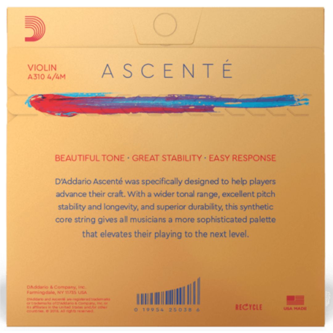 D’Addario A310 4/4M | Cuerdas para Violín Ascenté 4/4 Medium Tension