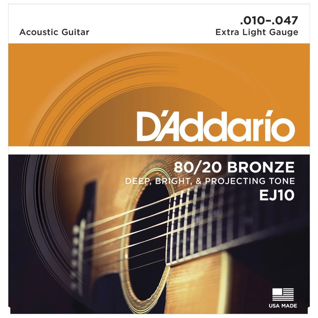 D’Addario EJ10 | Cuerdas para Guitarra Acústica 80/20 Bronze Extra Light
