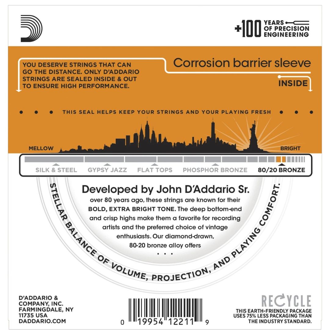 D’Addario EJ10 | Cuerdas para Guitarra Acústica 80/20 Bronze Extra Light