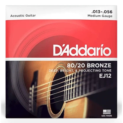 D’Addario EJ12 | Cuerdas para Guitarra Acústica 80/20 Bronze Medium