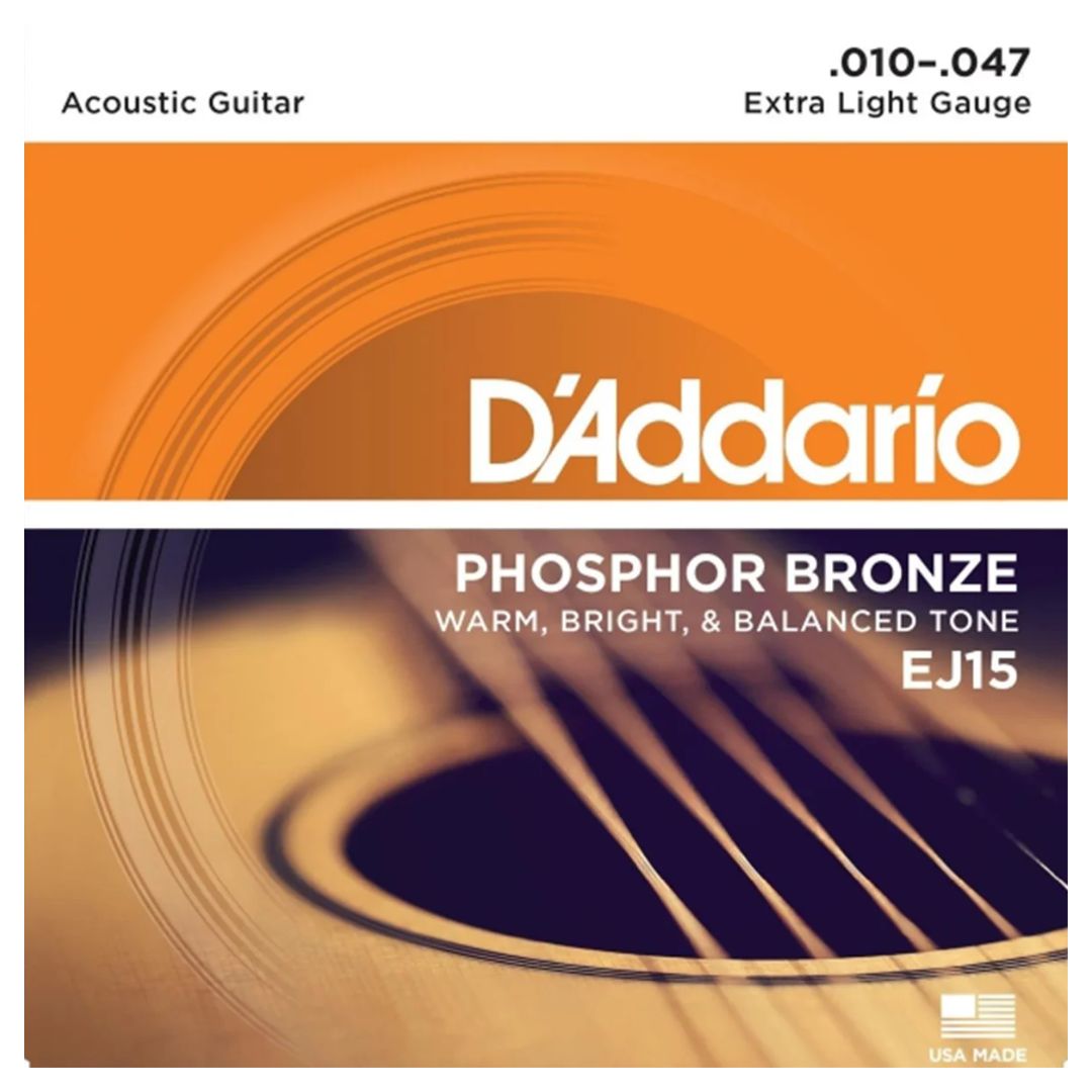 D’Addario EJ15 | Cuerdas para Guitarra Acústica Phosphor Bronze Extra Light