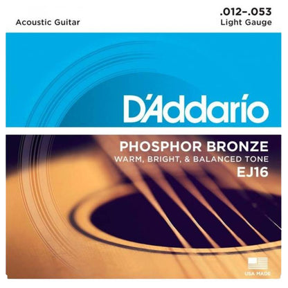 D’Addario EJ16 | Cuerdas para Guitarra Acústica Phosphor Bronze Light