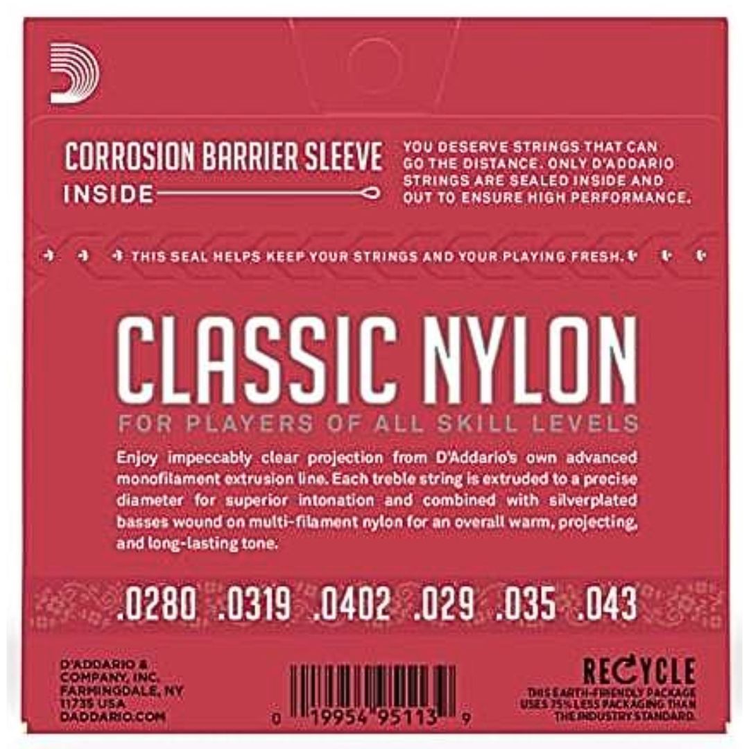 D’Addario EJ27N | Cuerdas para Guitarra Clásica Classic Nylon Normal Tension
