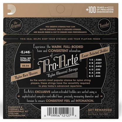 D’Addario EJ46 | Cuerdas para Guitarra Clásica Pro-Arté Nylon Hard Tension