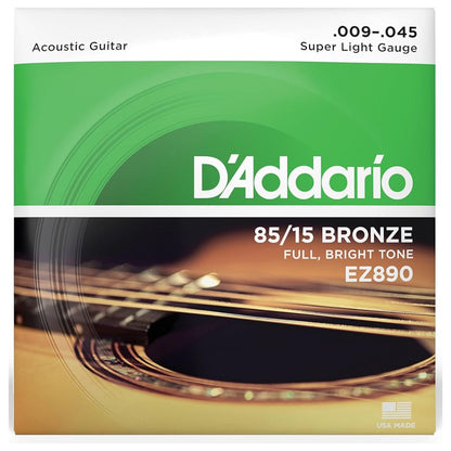 D’Addario EZ890 | Cuerdas para Guitarra Acústica 85/15 Bronze Super Light