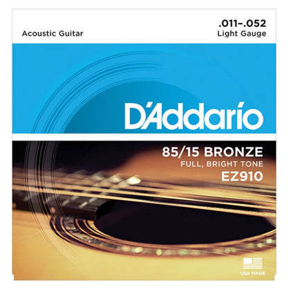 D’Addario EZ910 | Cuerdas para Guitarra Acústica 85/15 Bronze Light