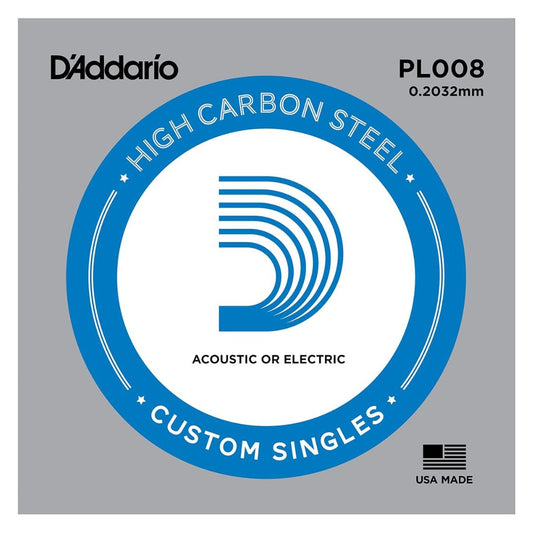 D’Addario PL008 | Cuerda Individual Plain Steel .008