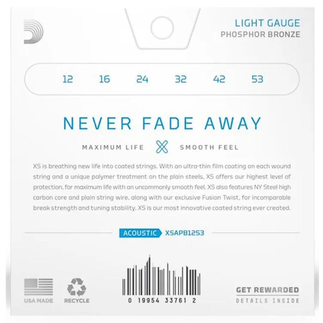 D’Addario XSAPB1253 | Cuerdas para Guitarra Acústica Phosphor Bronze Light