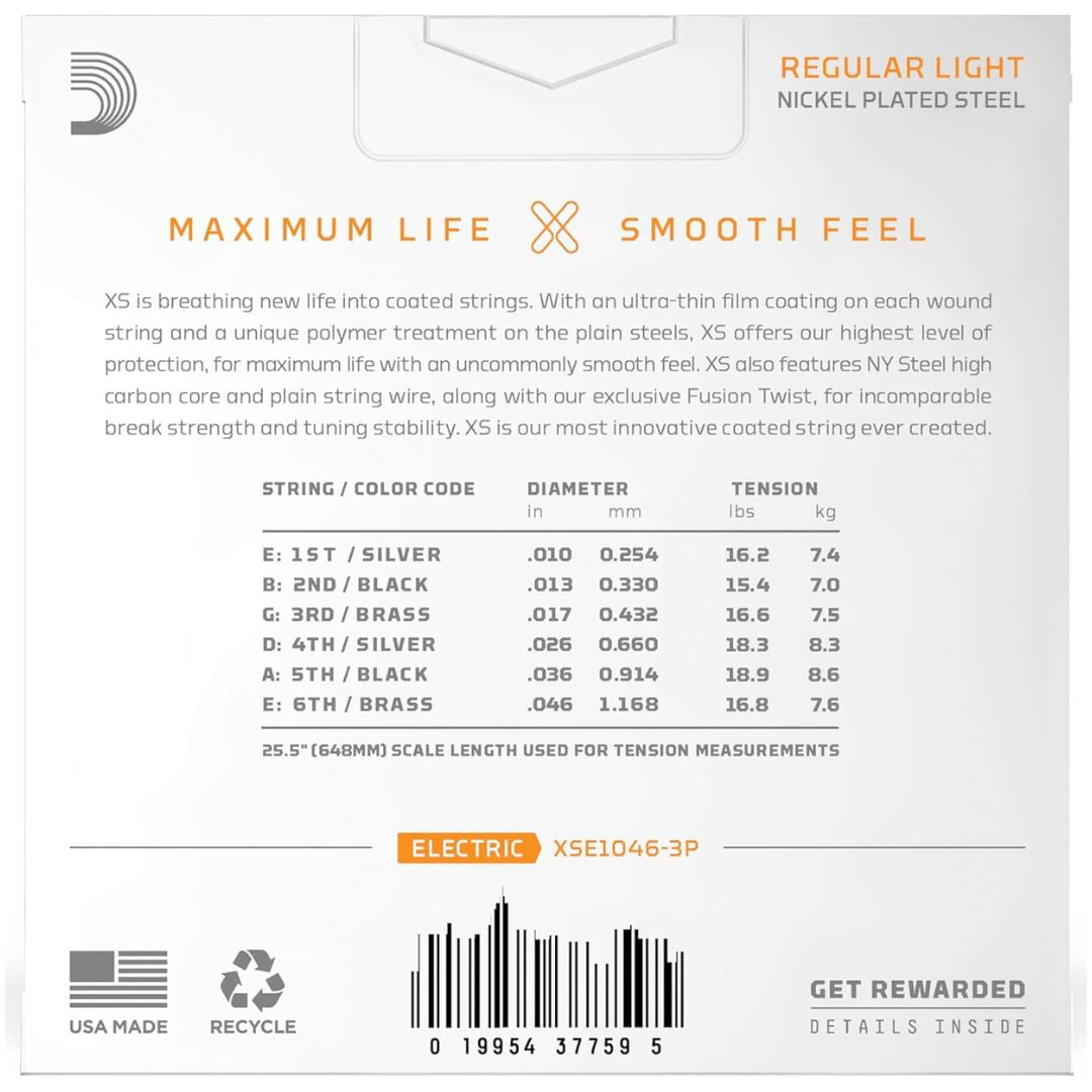 D’Addario XSE1046 | Cuerdas para Guitarra Eléctrica Nickel Plated Steel Regular Light