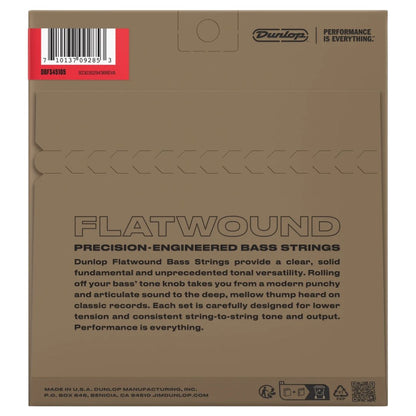 Dunlop DBFS45105 | Cuerdas para Bajo de 4 Cuerdas Flatwound de Acero Inoxidable 45–105