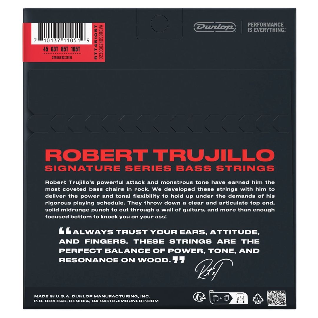 Dunlop RTT45105T Trujillo | Cuerdas para Bajo de 4 Cuerdas de Acero Inoxidable 45–105