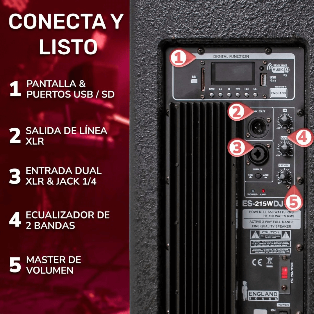 England Sound ES-215W-DJ | Sistema de Sonido Profesional Doble 15”