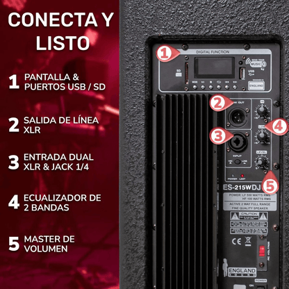 England Sound ES-215W-DJ | Sistema de Sonido Profesional Doble 15”