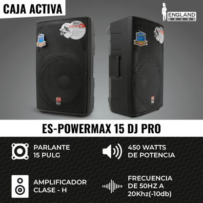 England Sound ES-POWERMAX 15-DJ PRO | Caja Activa Profesional de 15″ con Bluetooth y USB