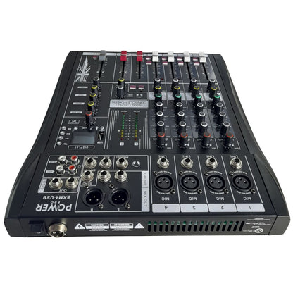 EXM4-USB POWER PRO | Consola Análoga 4 Canales Puros con MUTE e Interfaz de Audio