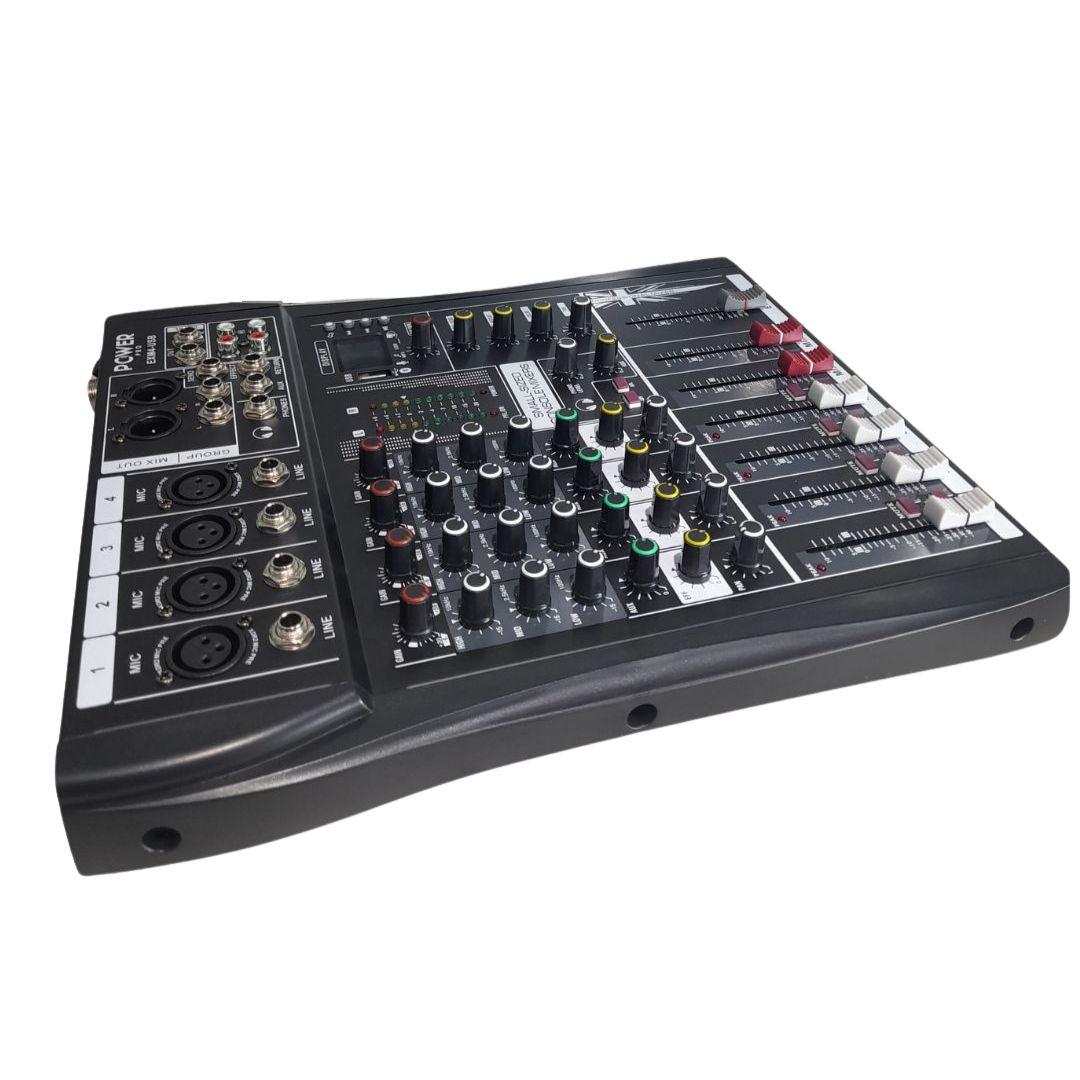 EXM4-USB POWER PRO | Consola Análoga 4 Canales Puros con MUTE e Interfaz de Audio