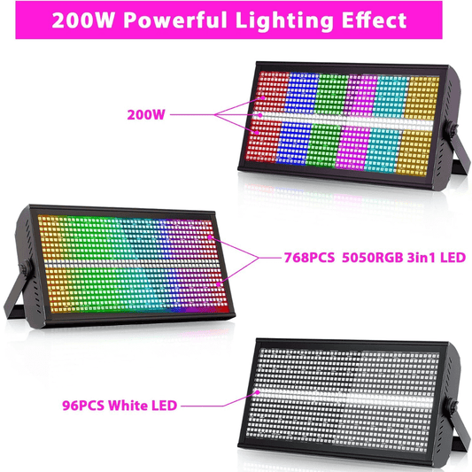 Estrobo ATOMIC 48+8 RGB Slim - Luz Estroboscópica 3 en 1 DMX512 para DJ, Fiesta y Escenario