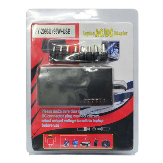 EVL FY-2096A | Adaptador AC/DC Universal para Laptop 100W con USB