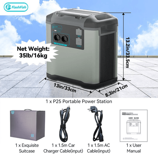 FlashFish P25 UPS | Estación de Energía Portátil 2000W – 1572Wh / 426.000mAh