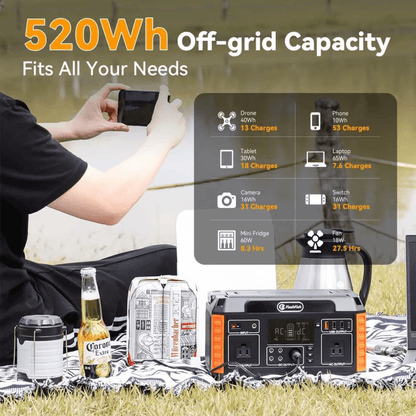 FlashFish P60 | Estación de Energía Portátil 560W – 520Wh / 140.400mAh