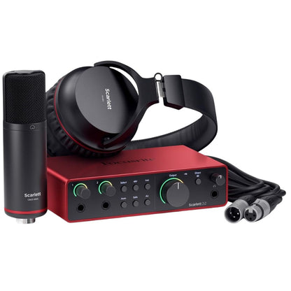 Focusrite Scarlett Studio 4ta Gen | Kit Completo Home Studio Profesional (Interfaz + Micrófono + Audífonos)