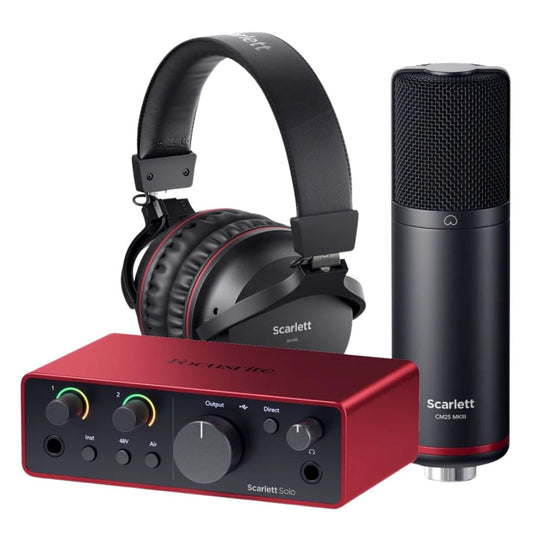 Focusrite Scarlett Solo Studio 4ta Gen | Kit Completo Home Studio (Interfaz + Micrófono + Audífonos)